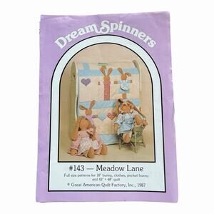 Vintage DreamSpinners Meadow Lane Bunny Doll Quilt Pattern 1987 Complete